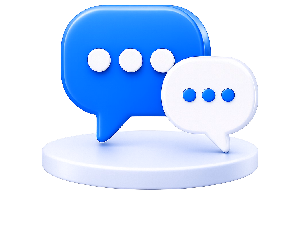 3D conversation bubbles representing feedback management software