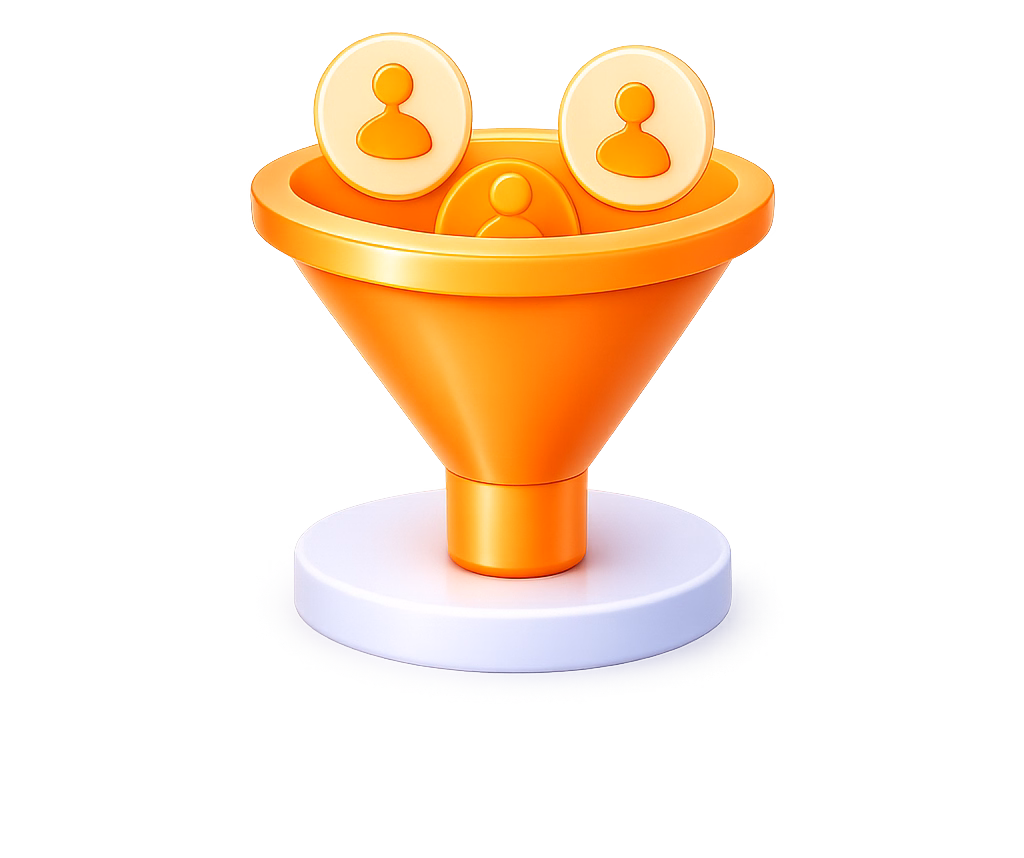 3D marketing funnel representing admission lead management