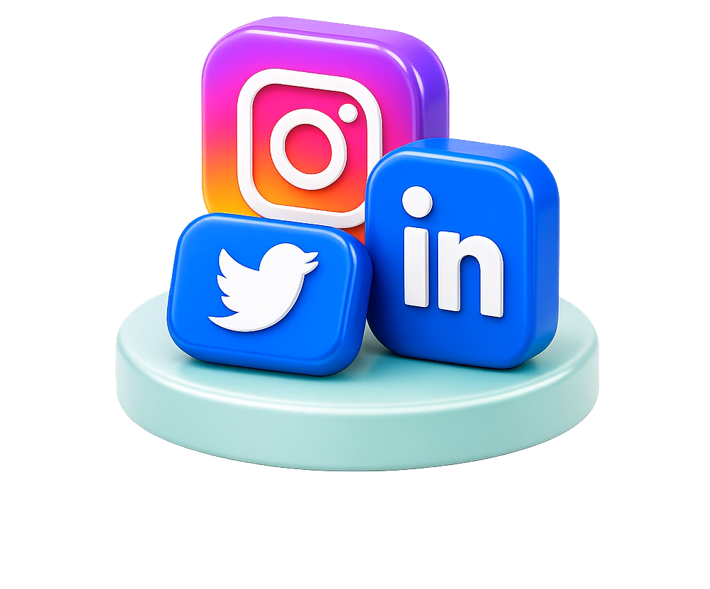 3D social media icons representing social media tracking